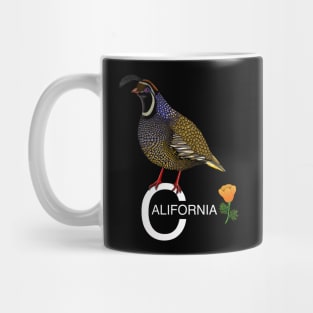 California quail state bird Californian poppy flowers Mug